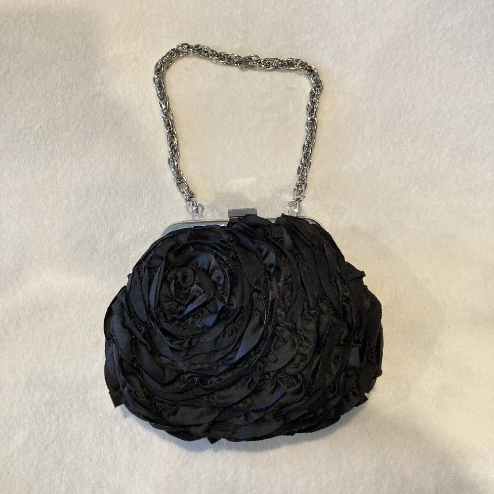 WHBM Black Floral Clutch Purse